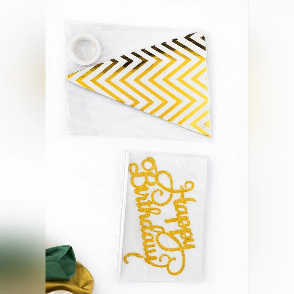 Gold and Green Party Decoration Set Birthday